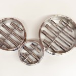 Top View of Three Stainless Steel Magnetic Separators with Cylindrical Bars Arranged in Different Sizes