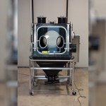 Coated Drum Emptying Glove Box System for Corrosive Powders (with the door closed)