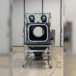 Coated Drum Emptying Glove Box System for Corrosive Powders (with the door open)