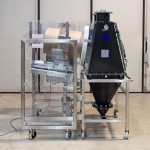 Coated Drum Emptying Glove Box System for Corrosive Powders (with the drum tilted)